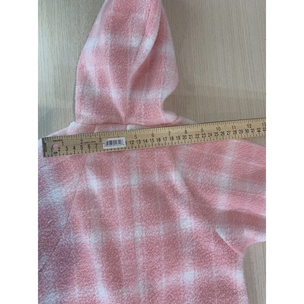 Vintage Lullaby Club Fleece Baby Bunting Bodysuit Size 6-9 Mo Pink Plaid Print